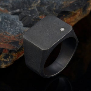 Silver Mens Ring, Classic Signet Ring, Mens Signet Rings, Vintage Ring, Sterling Silver Man Ring, Boyfriend Gift, Unique Ring ,Brushed Ring