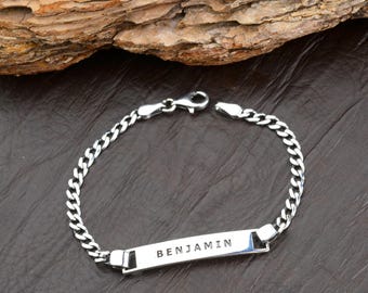 Personalized Silver Cuban Chain Bracelet - Custom Name Jewelry