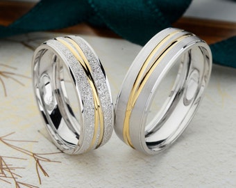 14k Gold Wedding Band Set, Traditional Wedding Band Set, Wedding Band ,His and Hers, Wedding Bands Woman, Engagement rings