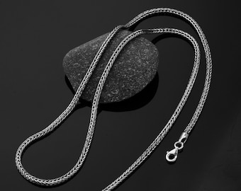 Collier chaîne viking en argent sterling 925, collier chaîne queue de sétaire, collier en argent pour homme, bijoux en argent pour homme, collier en argent oxydé pour lui