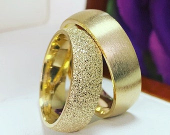 14k Gold Wedding Bands Set, 6 mm Traditional Wedding Band Set, Wedding Band His and Hers, Wedding Rings Woman, Engagement rings