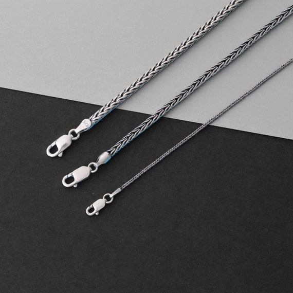925 Sterling Silver Viking Chain Necklace Foxtail Chain