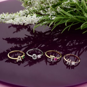 Birthstone Rings ,14k Real Gold Family Birthstone Ring,Mom, Birthstone Jewelry,Custom Birthstone Mom Ring, dainty birthstone ring