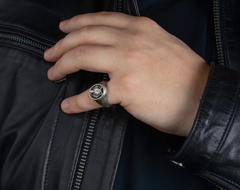 Sterling Silver Alpha Wolf Ring, Silver, Pinky Man Gothic Ring ,Biker Ring, Silver Men Ring, Gifts For Men,Men Oxidized Men Jewelry