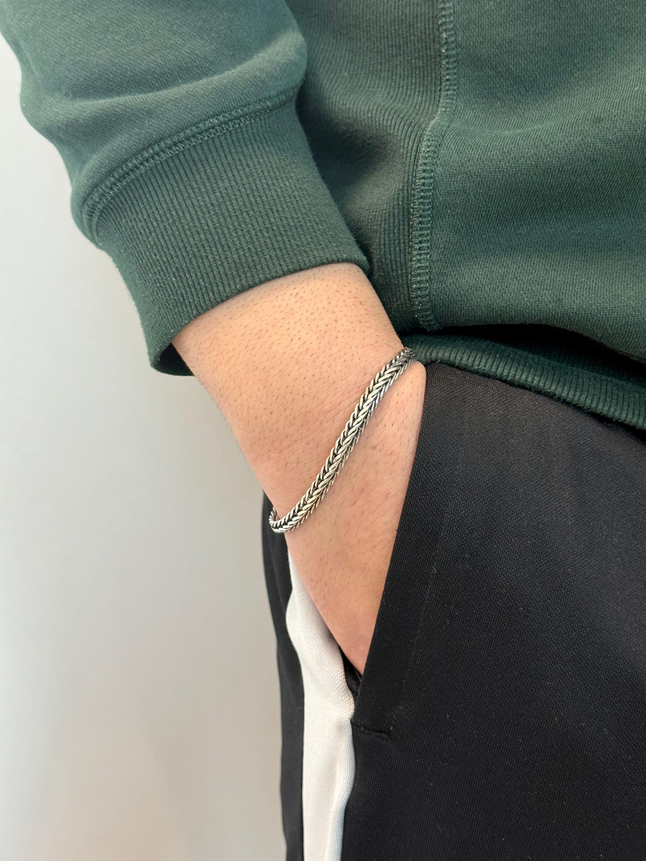 TOM WOOD Curb Chain M -20.5 シルバー Buy Handmade Sterling Silver Foxtail Chain Bracelet, Viking Mens