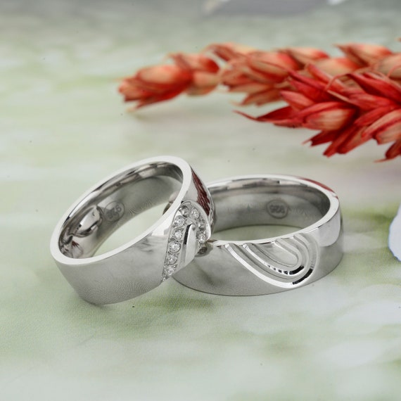 Black Ceramic Bridal Ring for Women Wedding Engagement Crystal Heart Z –  Innovato Design