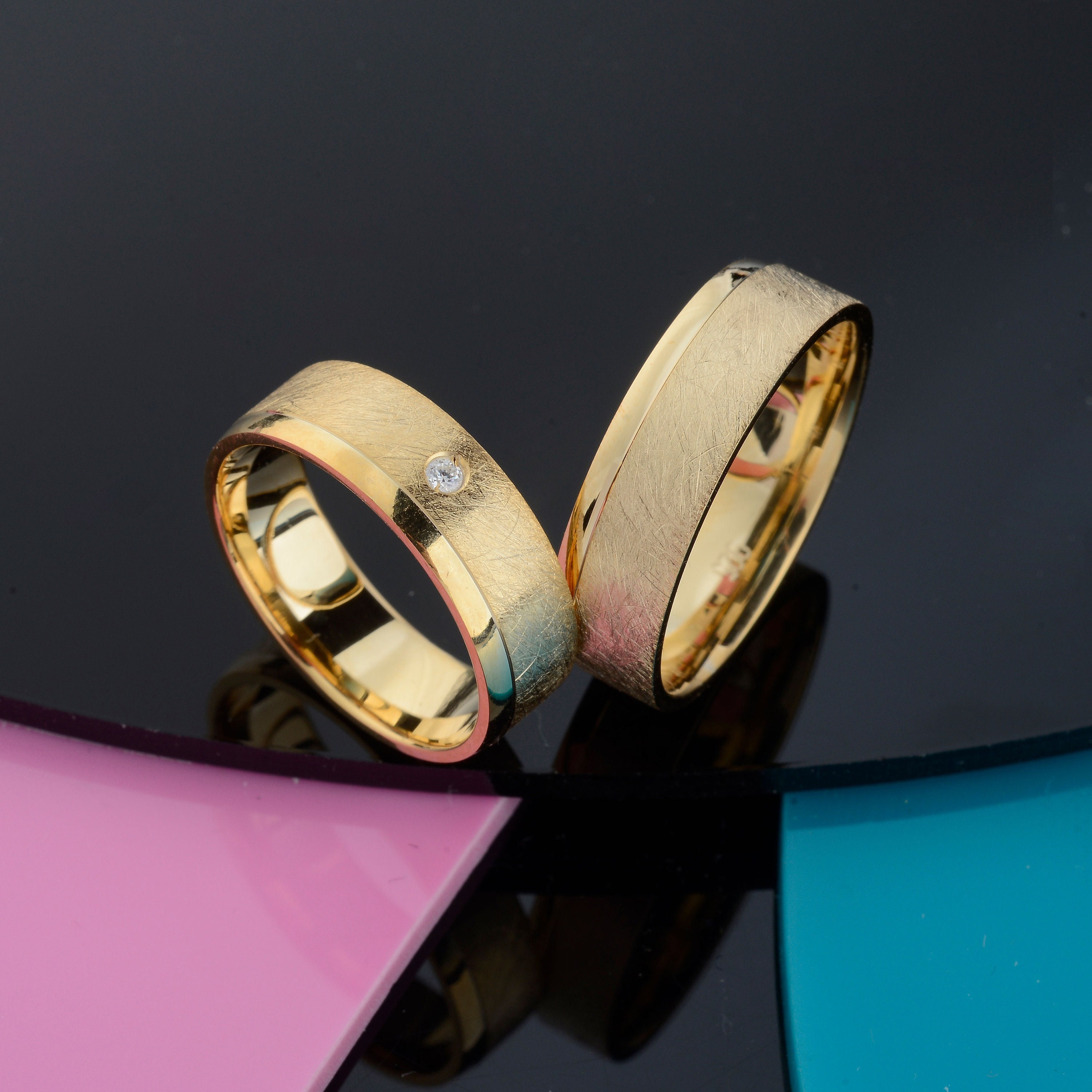 Herren Ringe Massives 14 Kt Weiß Gold Herren Verlobungsring Band Alle