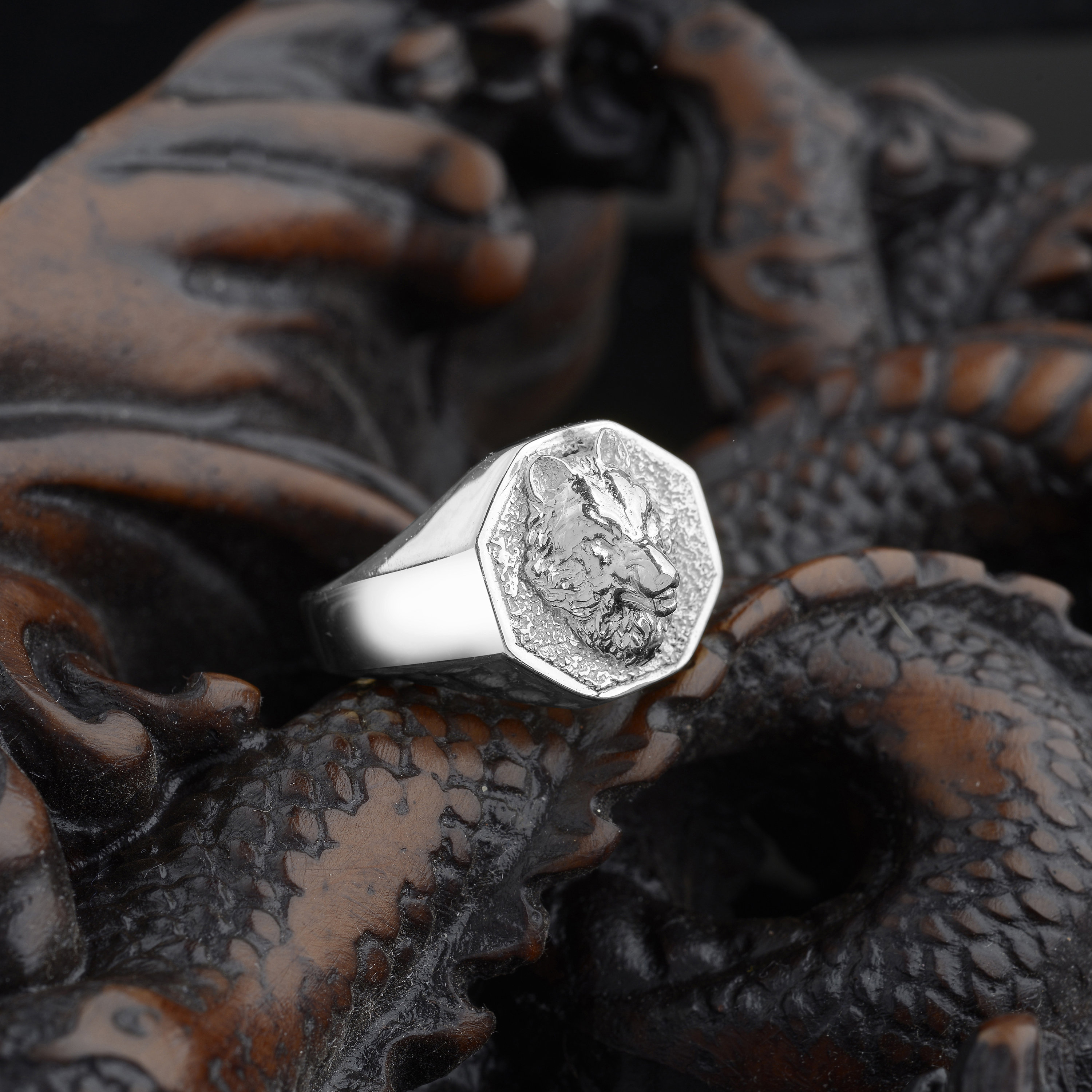 Sterling Silver Wolf Signet Ring: 3D Fenrir Pinky Ring - Etsy Canada