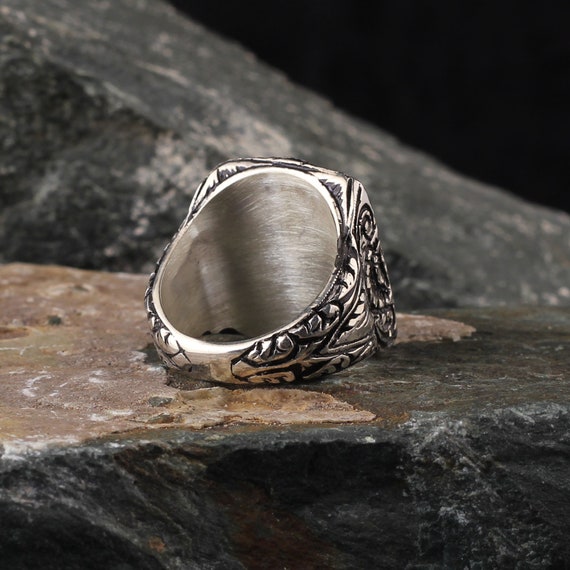Men's heavy handcrafted 92.5% sterling silver ring | Gemstonz Silver
