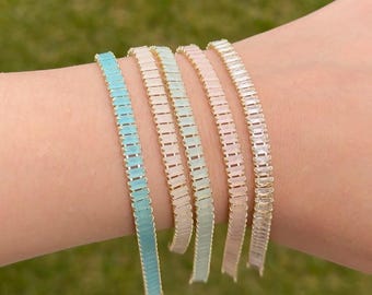 Colorful Gold Tennis Bracelet, 14k Gold Plated