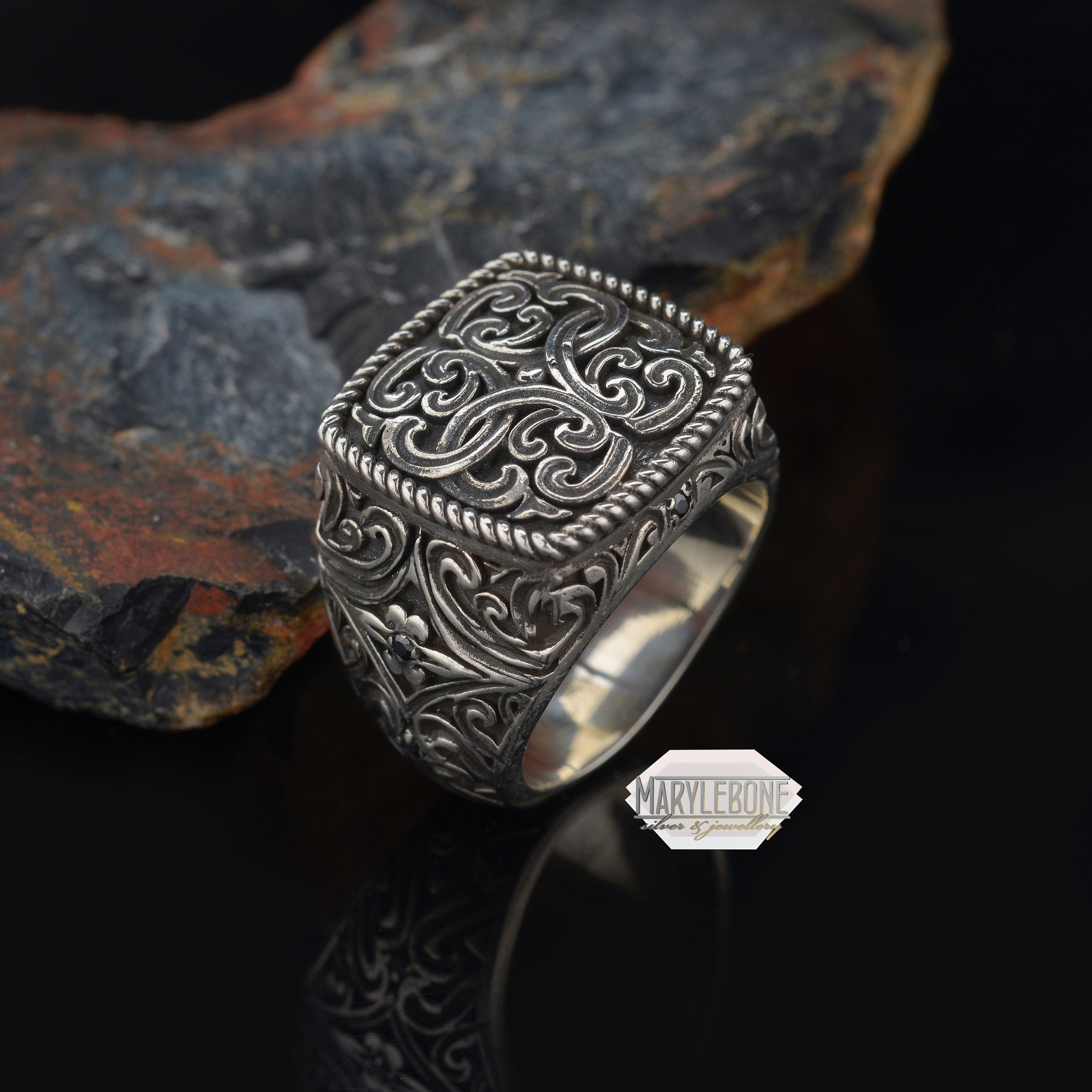 Mens Handmade Ring Turkish Handmade Silver Men Ring Ottoman Mens Ring Tiger  Eye — Discovered