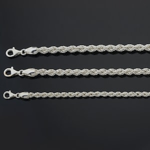 Rope Chain Necklace,Silver Rope Chain Men, Rope Chain, Chain For Man, Chain For Woman, 925k Sterling Silver Rope Chain Silver,Chain Men