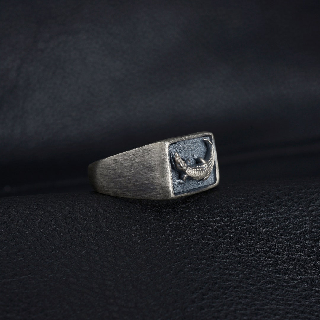 Silver Crocodile Ring, Mens Reptle Ring, Pinky Men's Ring, Handmade ...