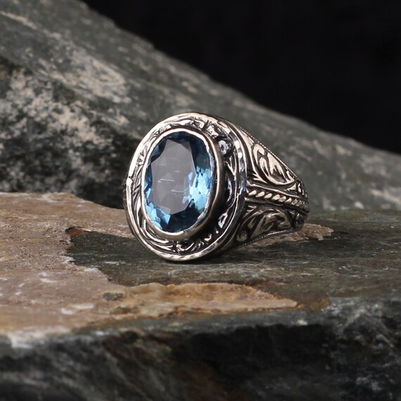 Guaranteed 925 Sterling Silver Ring Black Zircon stone Men's jewelry stylish