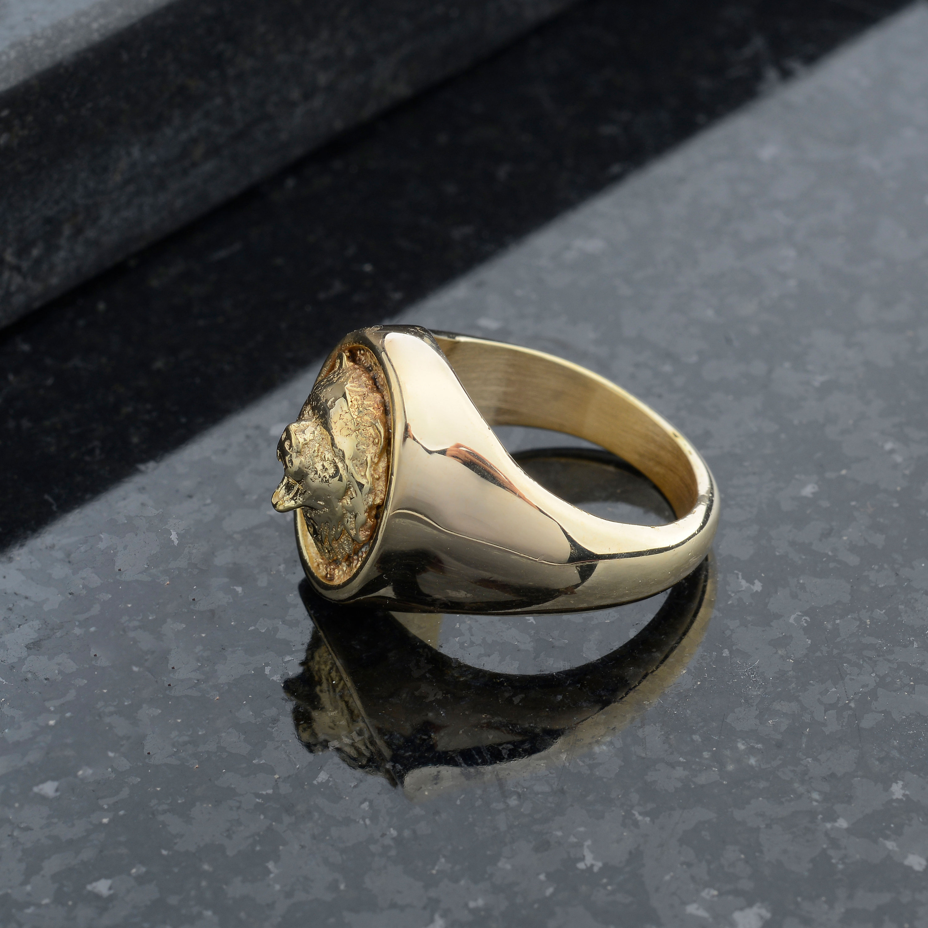 10K Gold Oval Bear Signet Ring: Mens Minimalist Jewelry - Etsy