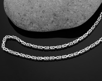 Man Necklace, Mens Chain, Handmade 5mm Byzantine Chain Necklace, Sterling Silver Man Viking Necklace, Byzantine Chain, Mens Chain Gifts
