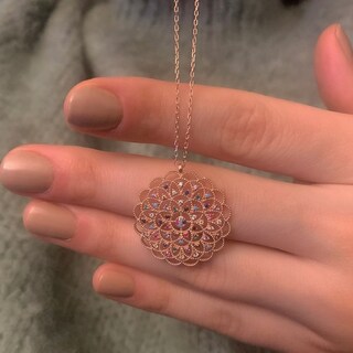 Collana Fiore Della Vita In Argento 925 – Donna, Regolabile 40+5 Cm, Con Ciondolo, In Scatola Regalo – Porta Fortuna Ed Energia Positiva