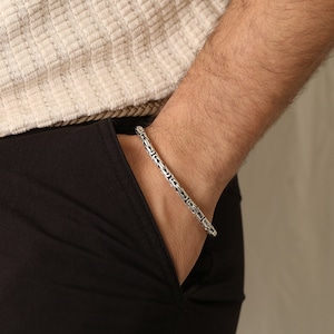 Sterling Silber Herren Armband, Raund byzantinische Kette Armbänder, handgefertigte König Kette Armband, Freund Armband Geschenk, beste Geschenke für ihn