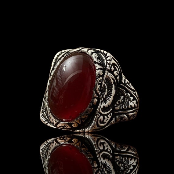 Red agate shop ring