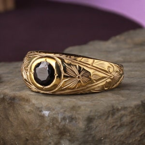 Men Birthstone Ring ,14k Solid Gold Man Ring Minimal ,Gemstone Handmade Pure Gold Mens Ring,Man Handmade Ring , Man Ring Gold