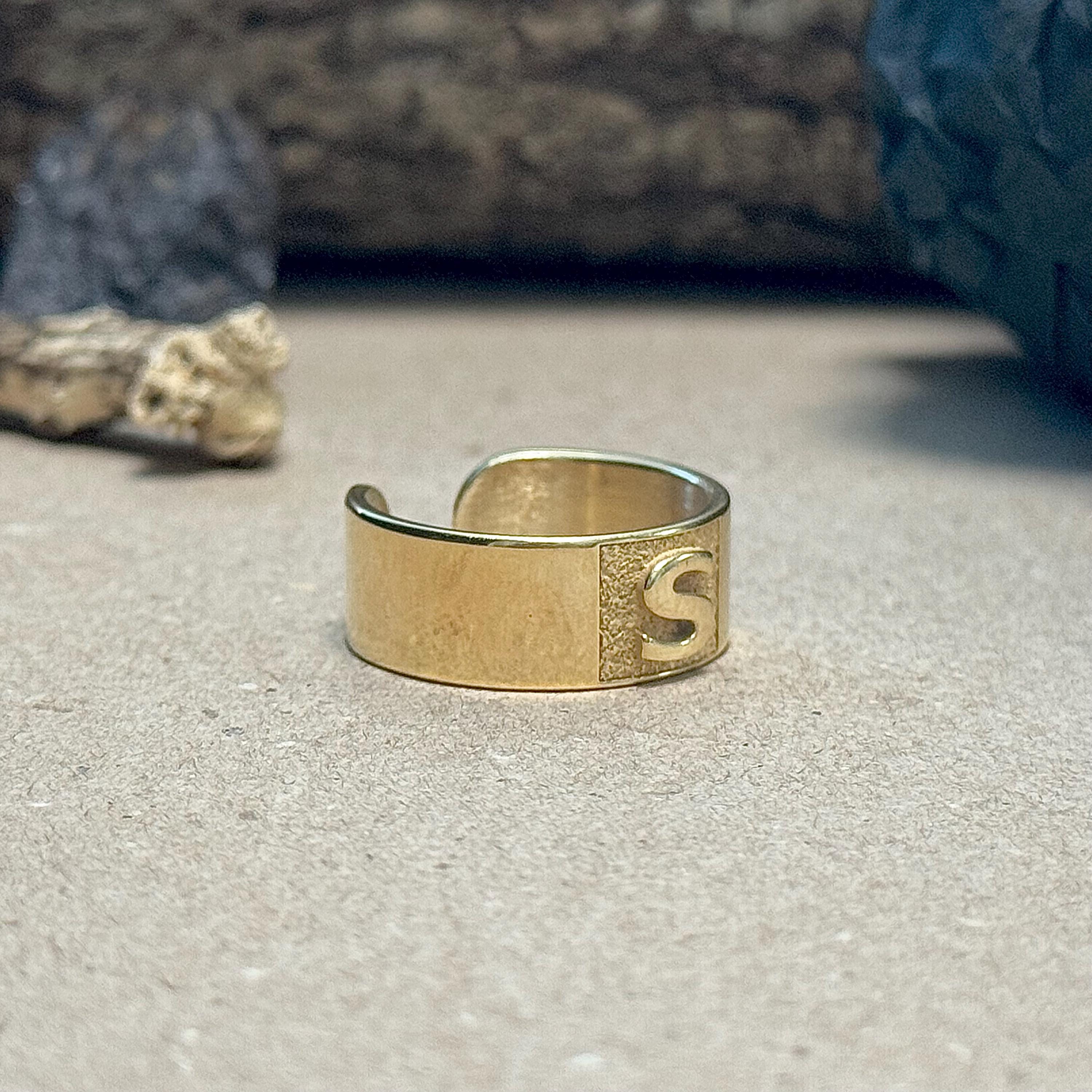 10k Gold Personalized Ring – Adjustable Handmade Initial Ring
