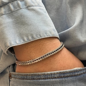 Sterlingzilveren herenarmband, zilveren Viking-armband heren, kettingarmband voor heren, zilveren herensieraden, Viking-kettingarmband