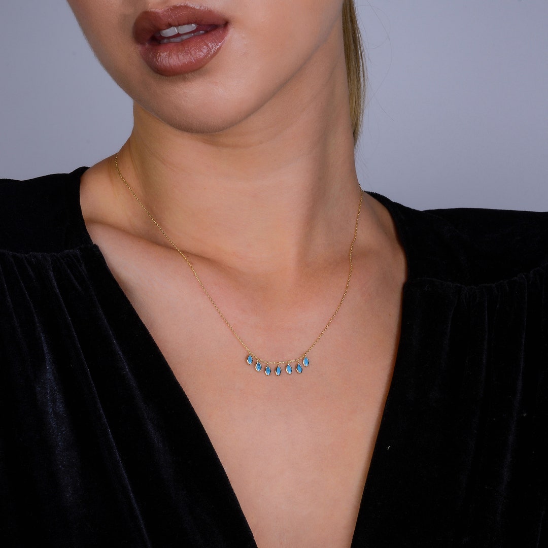 Gold Necklace with Turquoise Stone