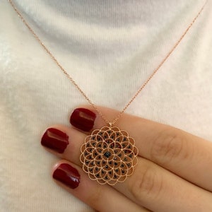 Collar Flor de la Vida, Colgante de Plata Esterlina para Mujer, Colgante Flor de la Vida, Collar Hecho a Mano, Colgante Flor de la Vida, Regalo para Ella