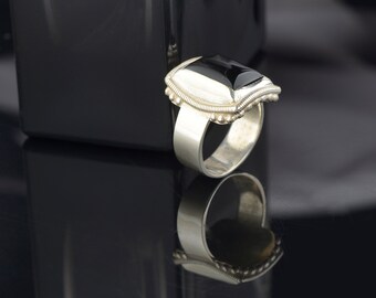 Anillo de Lucifer, Anillo de ónix negro, Anillo de plata esterlina para  hombre, Anillo de sello de Lucifer, Anillo de ónix negro, Anillo de plata