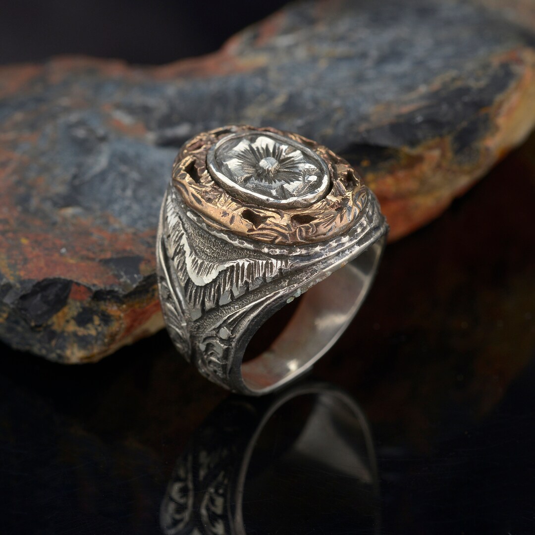 Antique Man Ring Mens Ring Biker Ring Handmade Sterling Etsy