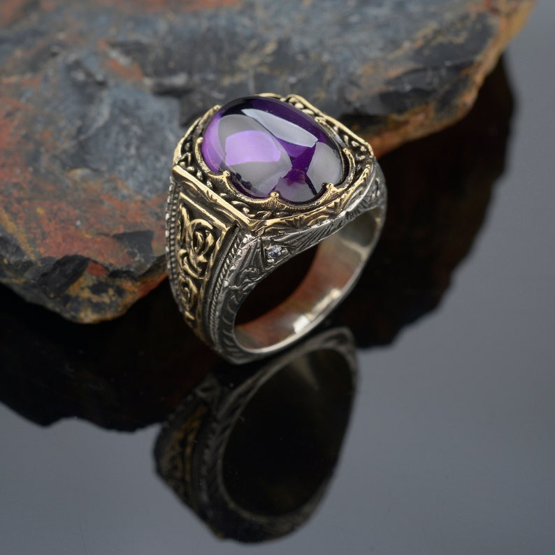 Amethyst Man Ring Gemstone Handmade Mens Ring Antique Ring - Etsy