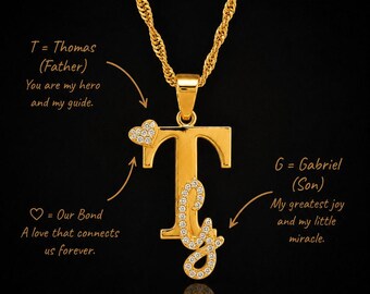 Double Initial Charm Necklace  – 14K Gold Plated Letter Necklace
