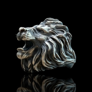 Silver Lion Men Ring, Sterling Silver Lion Signet Men Ring, Wild Lion Ring, African Lion Men Jewelry, Oxidized Lion Ring,Biker Gift Ring