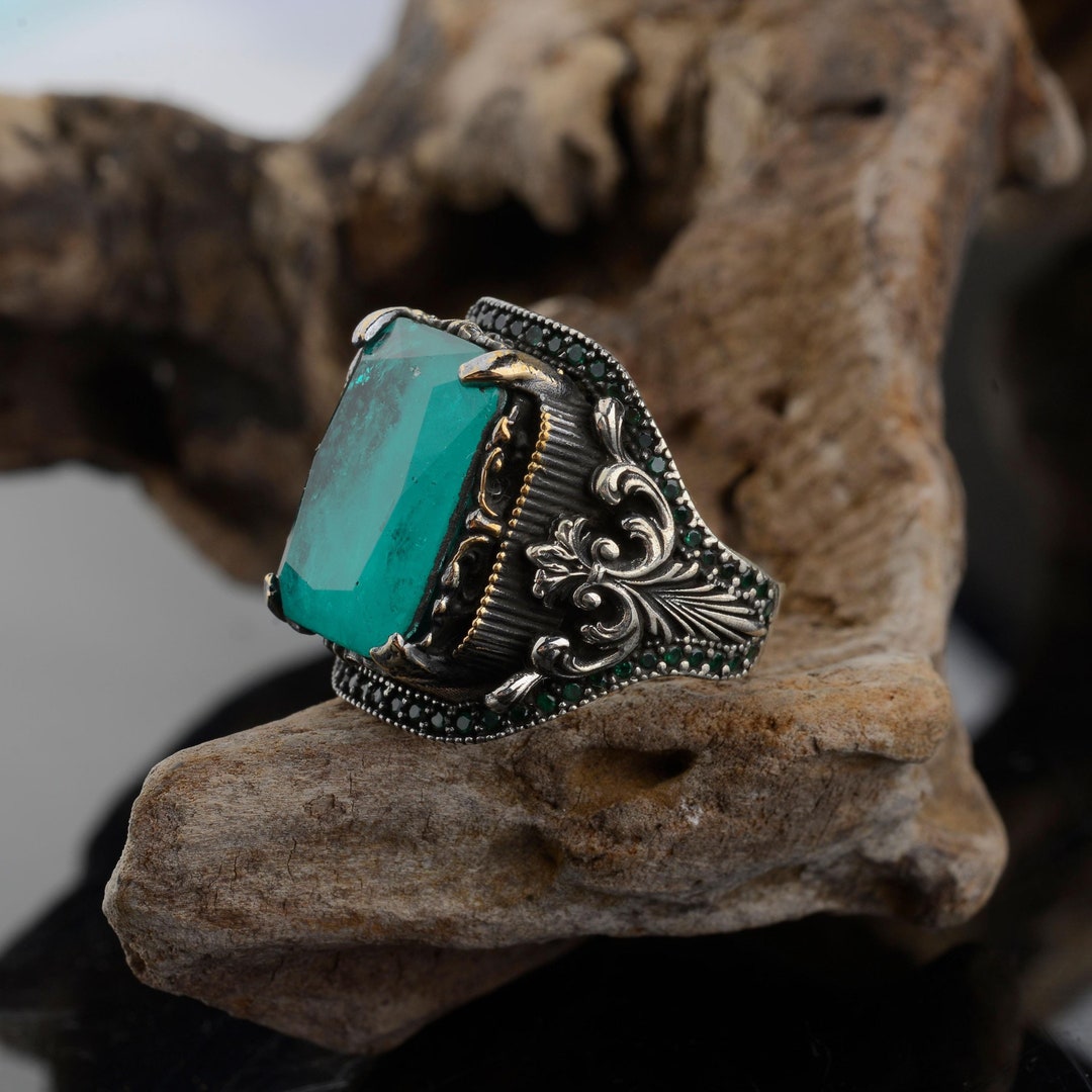 Anello in argento sterling 925 con ametista verde: pietra