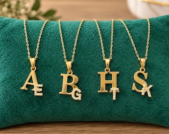Multiple Initial Necklace, Love Necklace, Two Initial Personalized Jewelry,Christmas Gift for Her