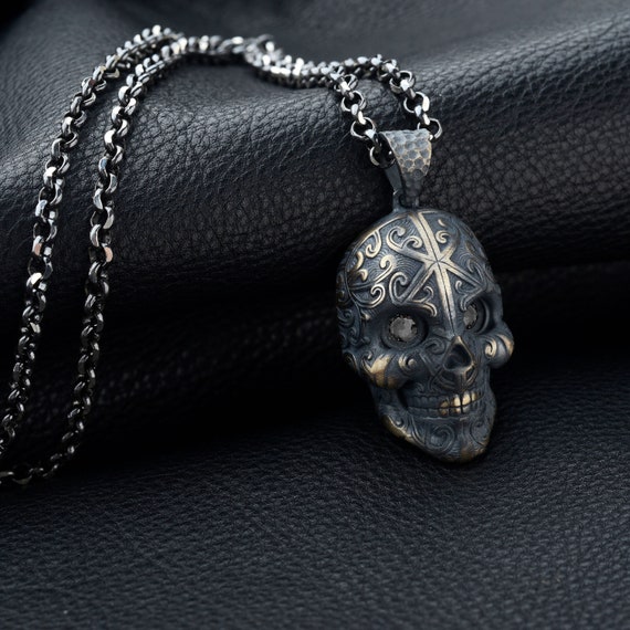 Silver 3D Skull Necklaceskull Necklacegothic Skull Pendant - Etsy