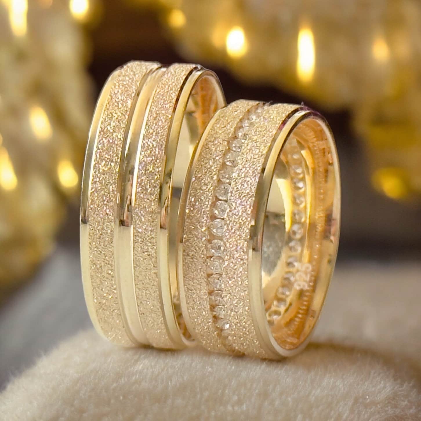 10K Gold Wedding Ring Set Solid Gold Wedding Band Traditional Wedding Band Set Wedding Band His and Hers Woman Engagement Rings