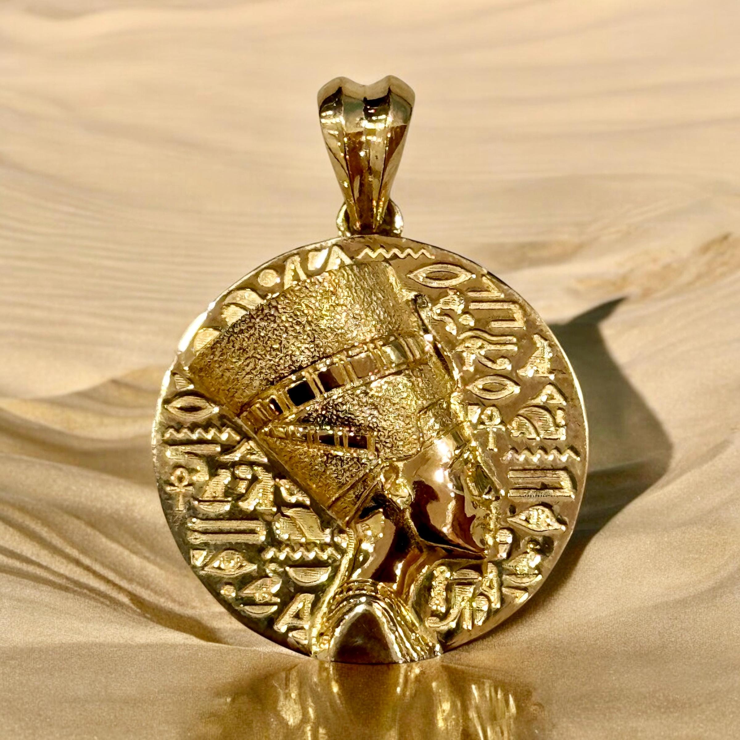 Gold Queen Nefertiti Ancient Coin Necklace, Necklace for Mom