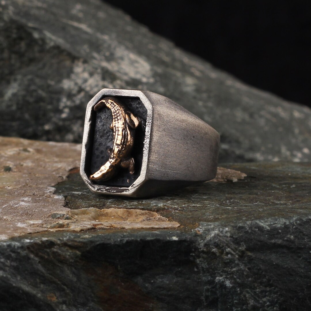 Crocodile Ring, Mens Ring, Men's Ring, Handmade Sterling Silver Animal ...