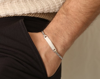 Personalized Bracelet for Men,Sterling Silver Mens Bracelet Personalized, Name Bracelet, Byzantine Chains Bracelet ,Custom Men&#39;s Jewelry