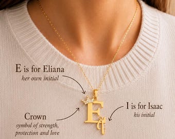 Personalized Gold Initial Necklace with Charm, Unique Personalzied Gift