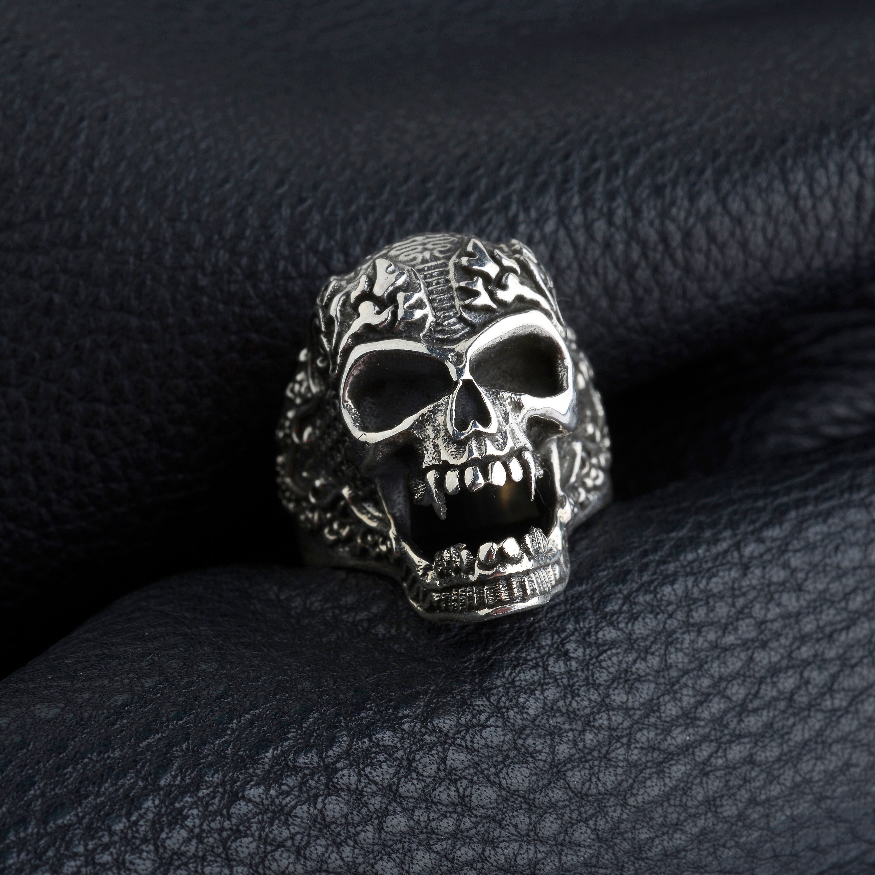 SILVER925 SKULL DESIGN RING/シルバー/リング Unique Engraved Skul Ring, 925 Sterling Silver Skull Ring, Gothic