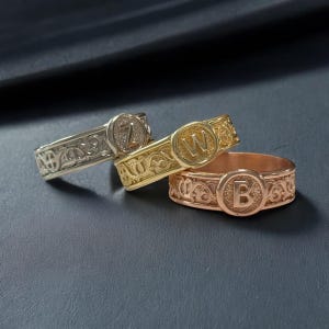 Regalo personalizado para papá, anillo con inicial minimalista personalizado, anillo con sello de letra, anillo con inicial de sello, regalo de cumpleaños personalizado para él