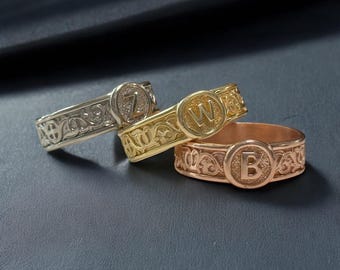 Personalized Dad Gift, Custom Minimal Initial Ring Band Ring, Letter Signet Ring, Signet Initial Ring, Personalized Birthday Gift for Him