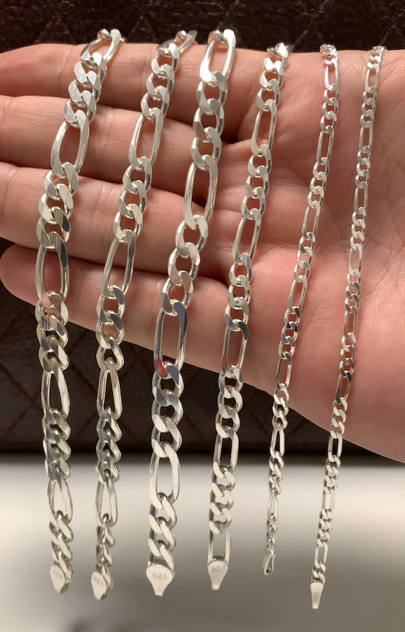Sterling Silver Figaro Bracelet, 925k Figaro Chain Bracelets Sterling Silver Figaro Bracelet, 925k Figaro Chain Bracelets