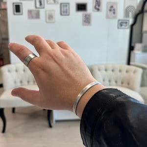 Men Cuff Bracelet & Ring Set  , Sterling Silver Cuff  Bangle Bracelets, Men Bracelet Bangle Classic Mens Jewelry Bracelet, Husband Gifts