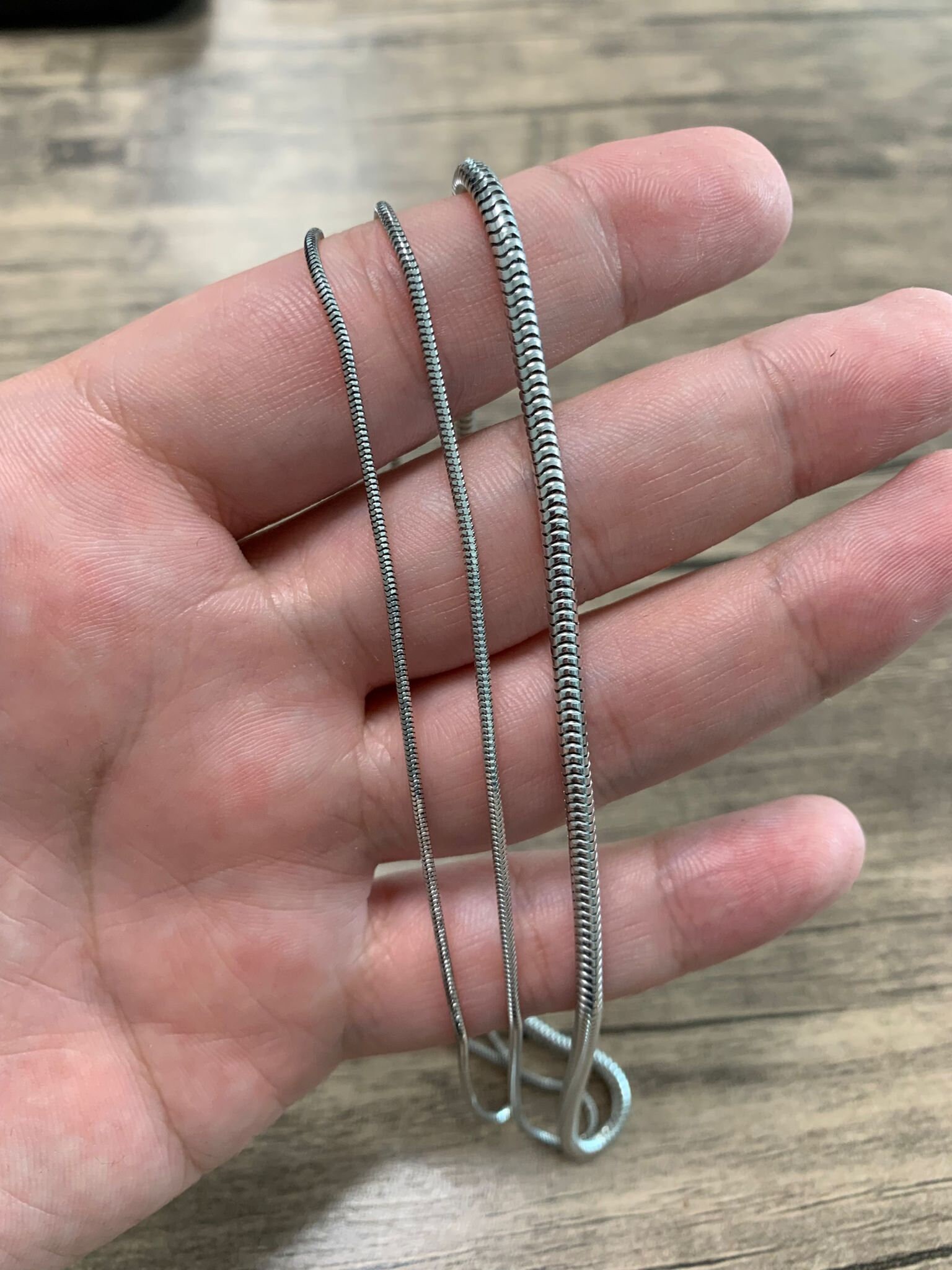 Solid 925 Silver Snake Chain Necklace, Raund Snake Chain for