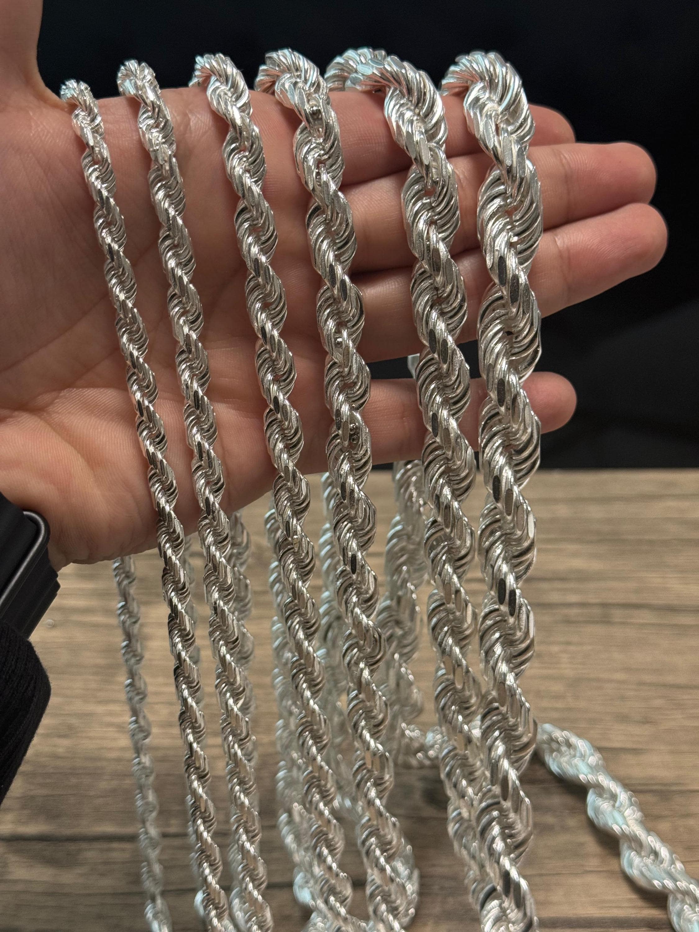 Solid Silver Heavy Rope Chain Necklace, 925k Sterling Silver 