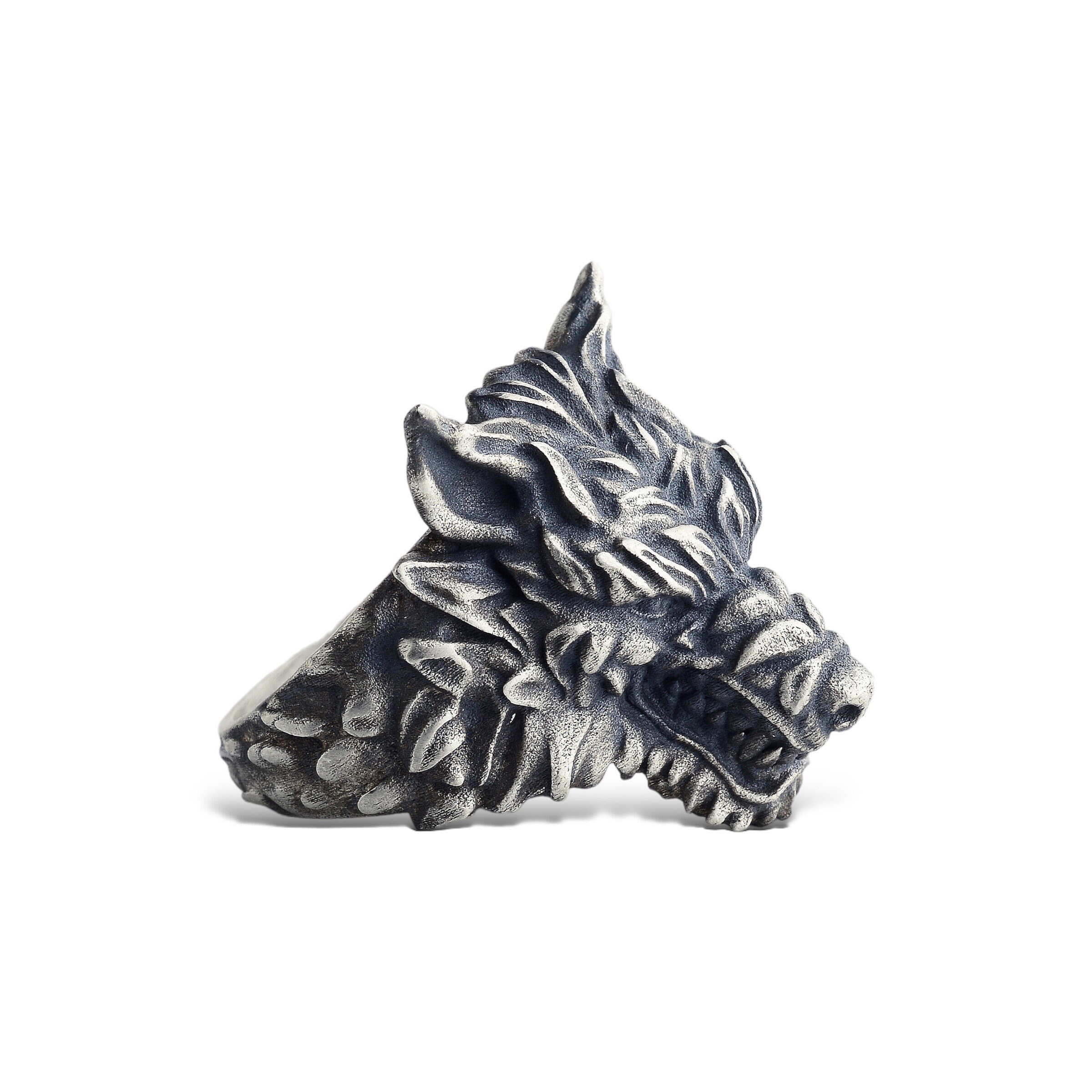 Silver Wolf Ring, Silver, Angry Wolf Ring, Wolf Signet Ring,biker