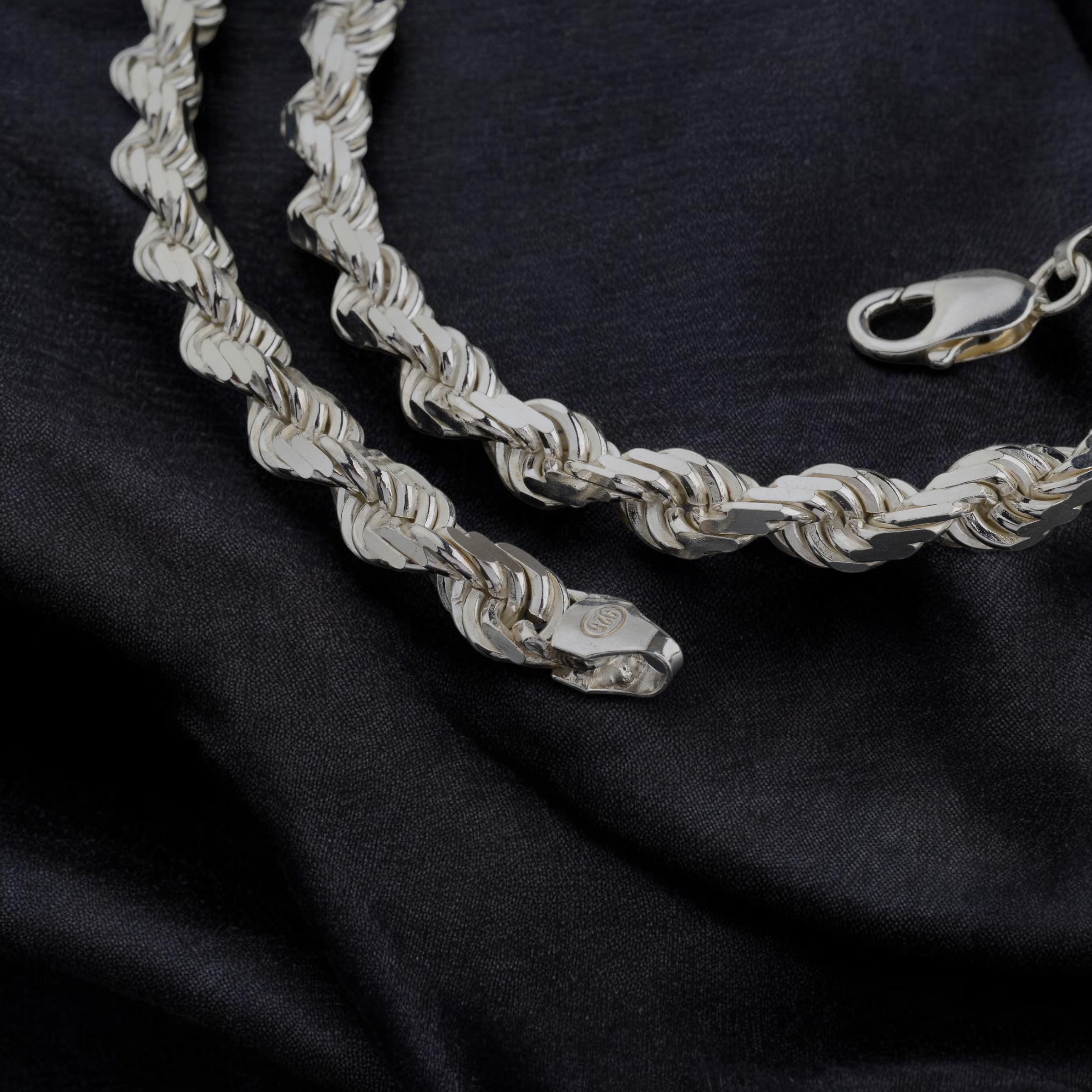 Solid Silver Heavy Rope Chain Necklace, 925k Sterling Silver 